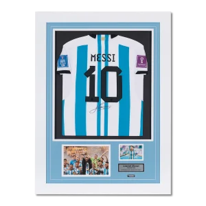 Framed Lionel Messi signed Argentina jersey from 2022 World Cup
